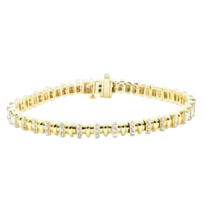 13.10ct 14K Yellow Gold Diamond Tennis Bracelet – 43 Round Diamonds