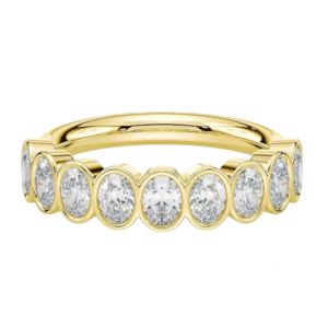 Hannah Bezel Set Oval Diamond Half Eternity Wedding Ring – 1.5 Carat Gold