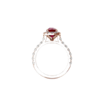 Rose Gold Cushion Cut Ruby Halo Ring with Diamond Band - Image 2